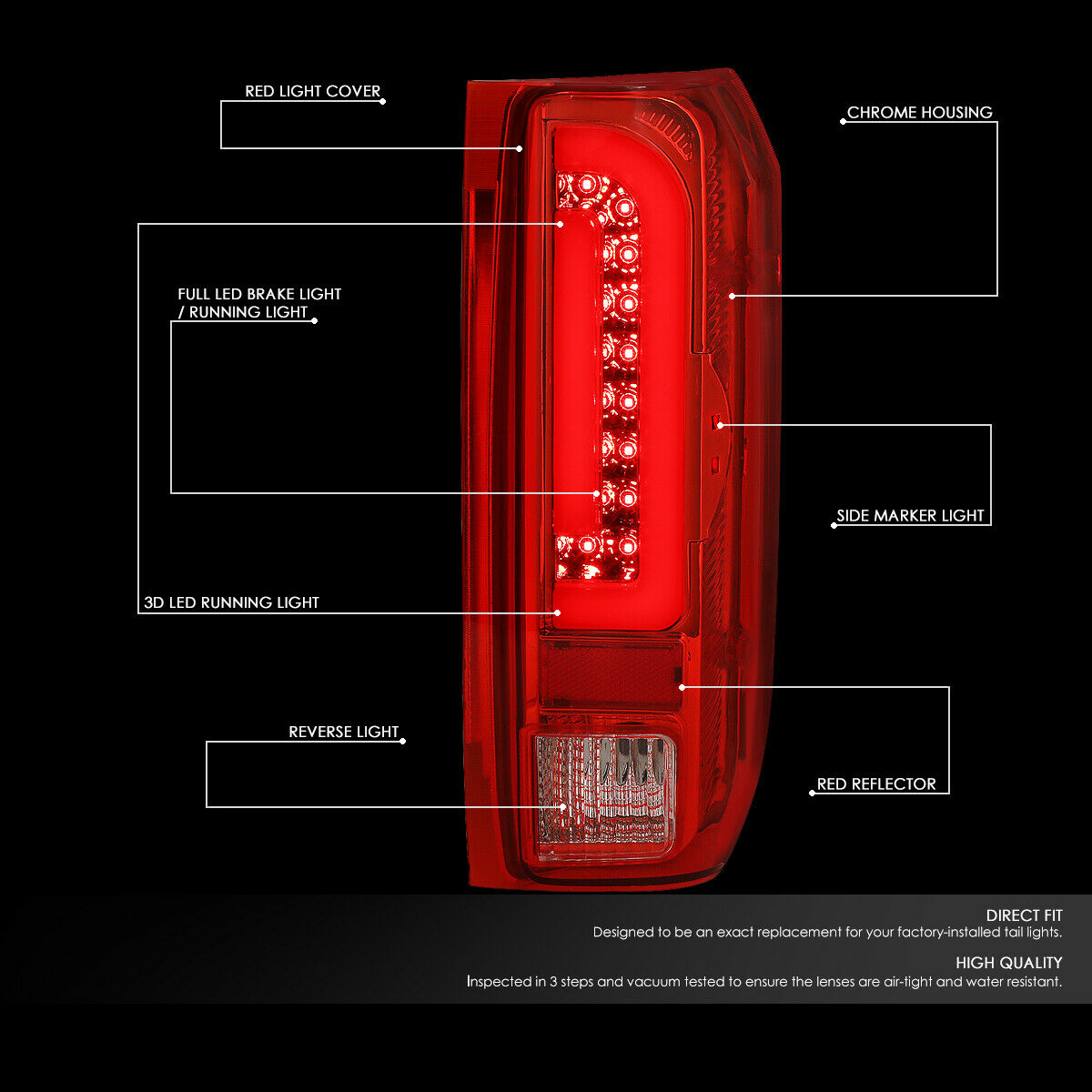 Luces Traseras 3d Tube Led Ford F150/250 1990-1997 Rojo