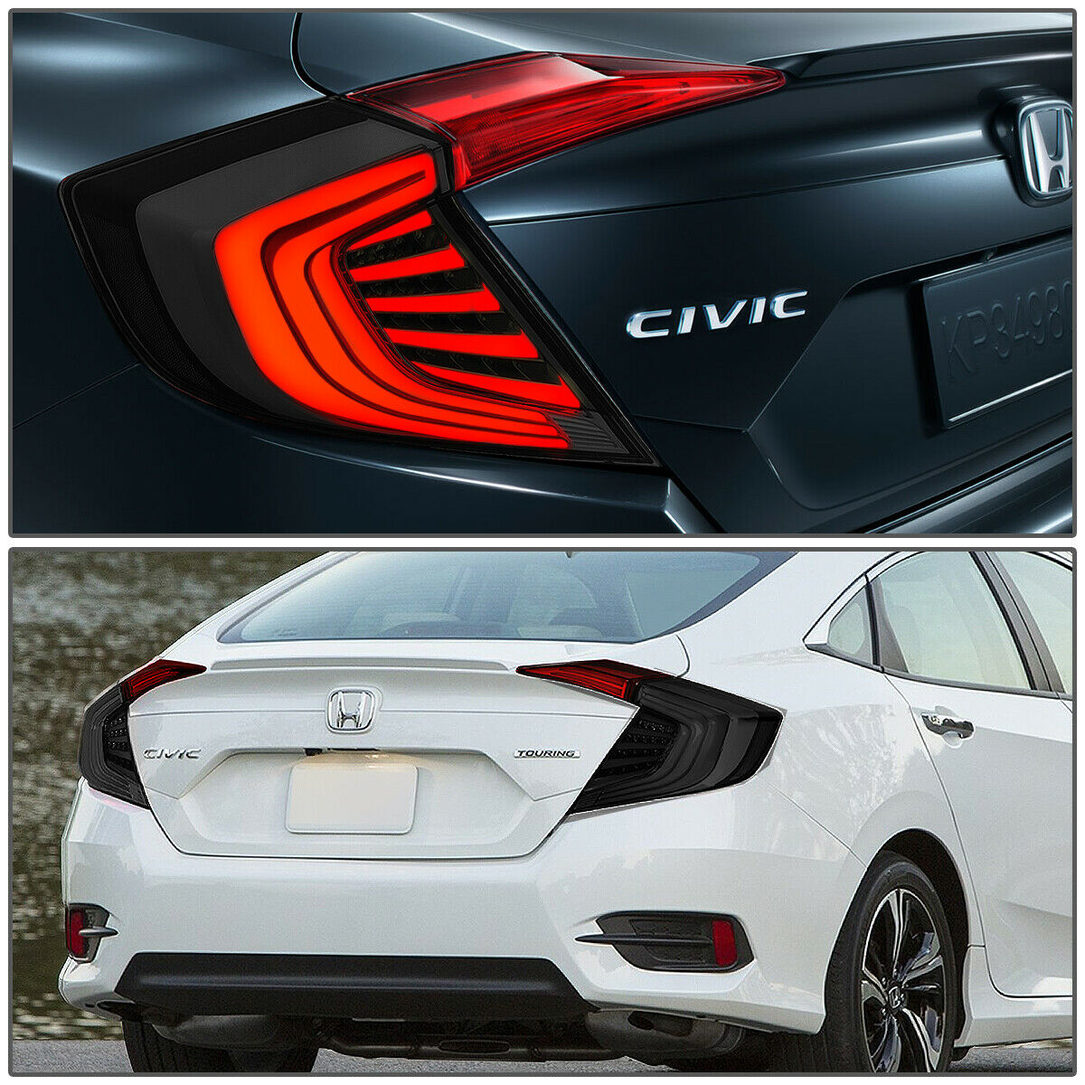 Luces Traseras Led 3d Honda Civic 2016-2018 4p Fondo Humo
