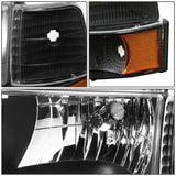 92-96 FORD F150 F250 F350 LED CARCASA NEGRA LÁMPARAS DE FARO DE ESQUINA ÁMBAR