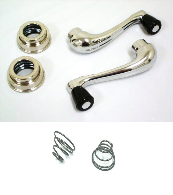 Par de Manijas interiores para Vidrios de Ventanas Ford Pickup 1948 - 1952 Incluye Chapetones y resortes de tension