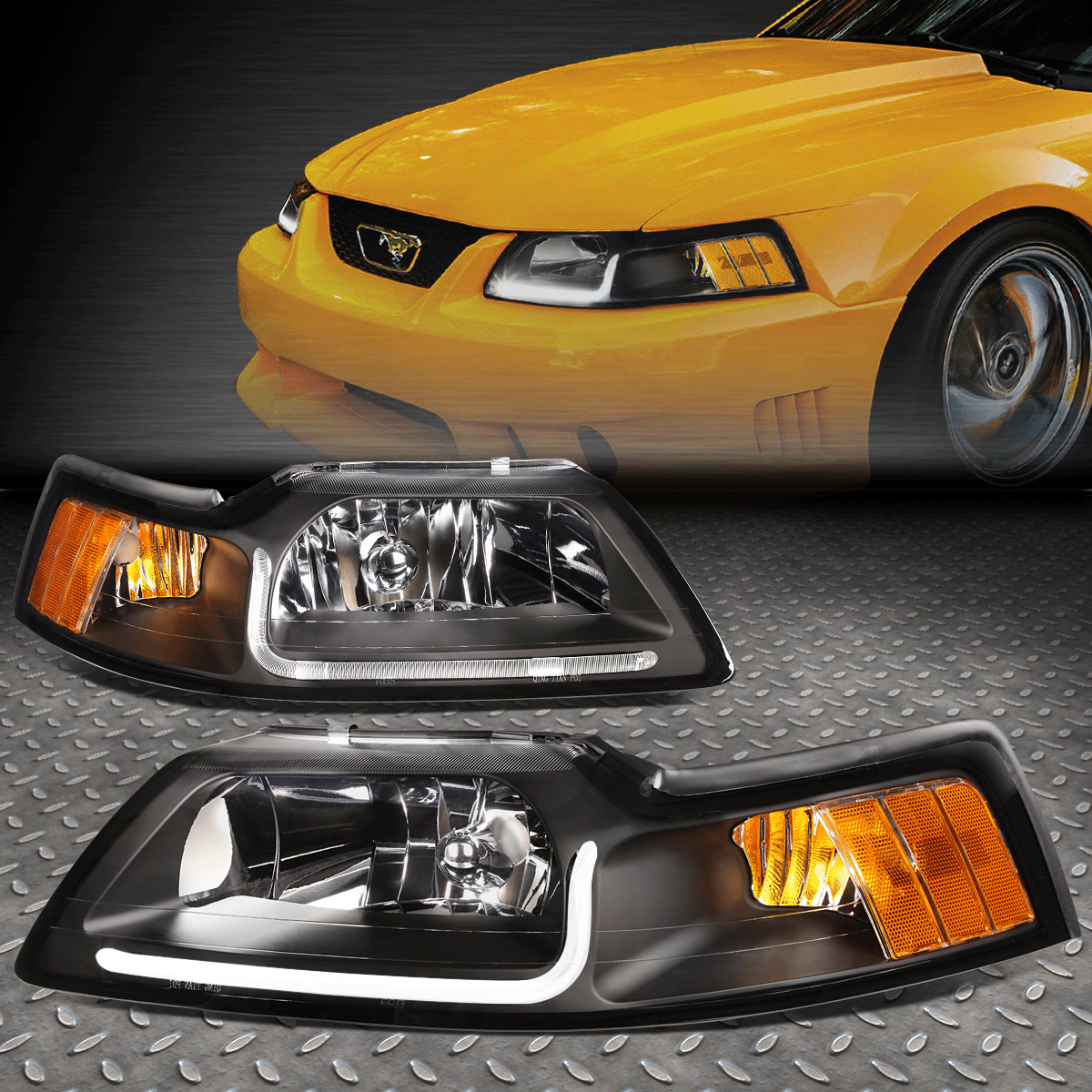 Par De Faros Izq,Der,1999-2004 Ford Mustang Black-negro