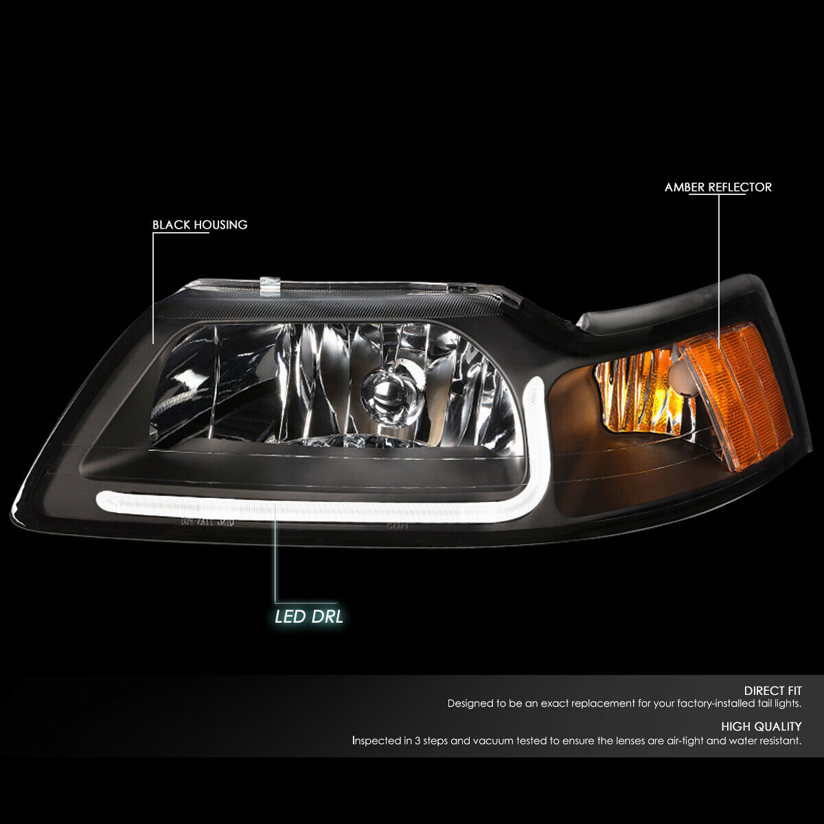 Par De Faros Izq,Der,1999-2004 Ford Mustang Black-negro