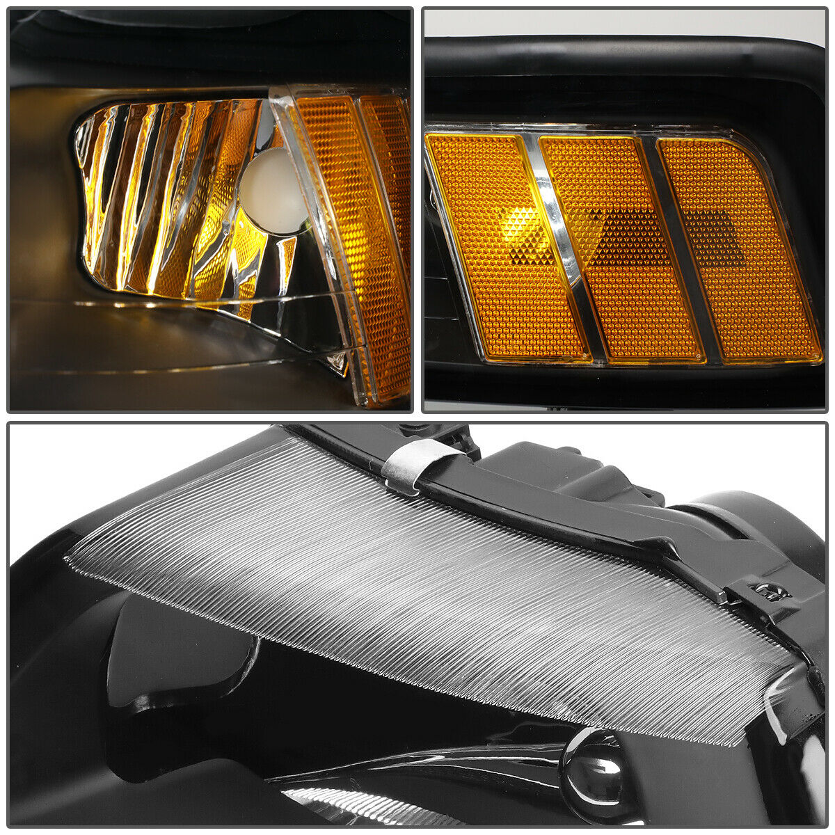 Par De Faros Izq,Der,1999-2004 Ford Mustang Black-negro
