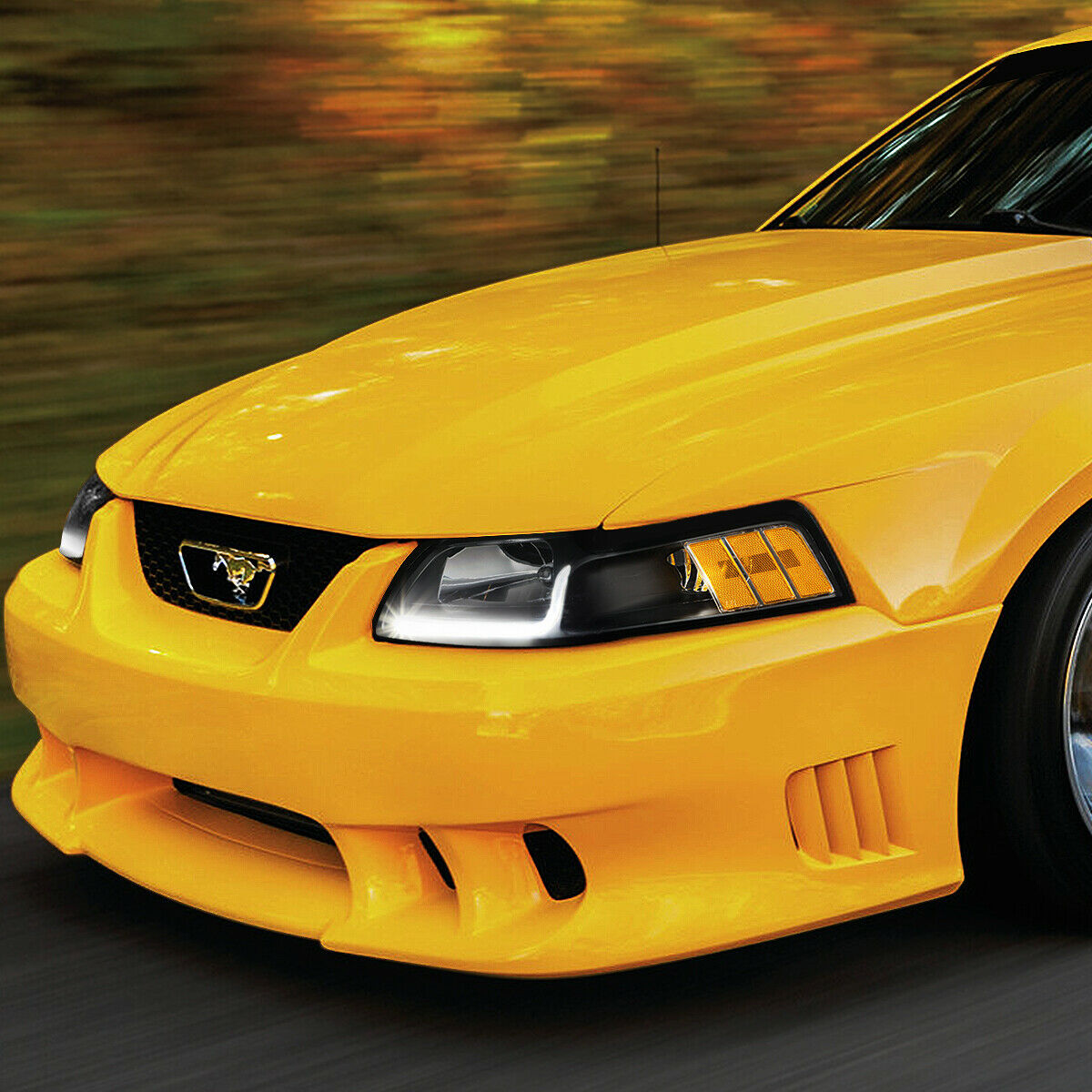 Par De Faros Izq,Der,1999-2004 Ford Mustang Black-negro