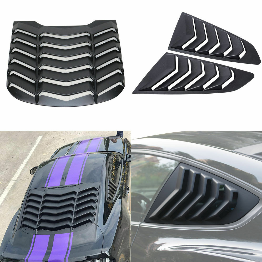 Set Louvers 1 Quartos 2 Ford Mustang 2015-2019 Negro Mate Persiana