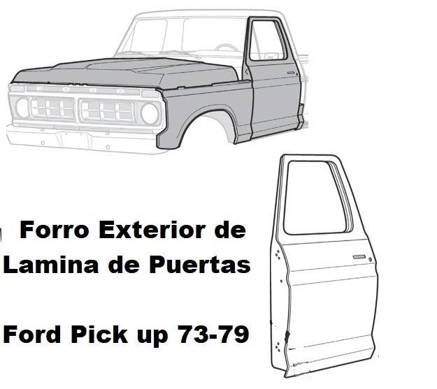 Forro Exterior de Lamina de Puertas Ford Pickup 1973-1979